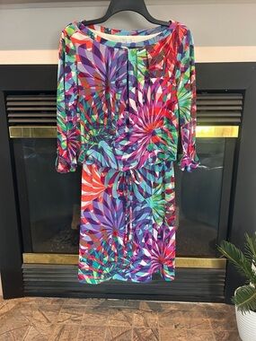 London Times Multicolor Abstract Floral Print Dress